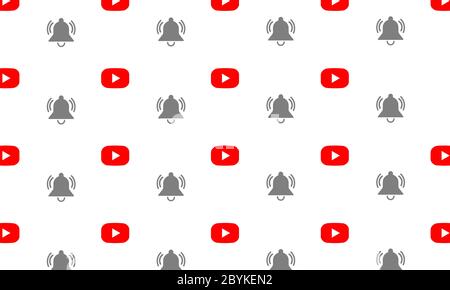 Notification Bell und Media Player Icon flacher Hintergrund in modernem Farbdesign Konzept auf isoliertem weißem Hintergrund. Vektor EPS 10 Stock Vektor