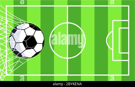 Fußball, Fußball in Tor auf Feld Symbol flachen Stil auf einem isolierten grünen Hintergrund. Vektor EPS 10 Stock Vektor