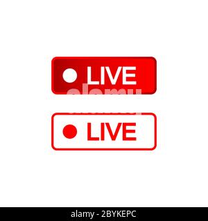 Live Buttons rot-weißes Symbol, Social Media consept auf einem isolierten weißen Hintergrund. Vektor EPS 10. Stock Vektor