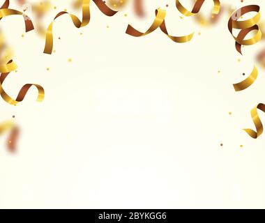 Gold leuchtende Konfetti fliegen auf weißen Urlaub Hintergrund. Fallende Party Konfetti. Vektorgrafik Stock Vektor