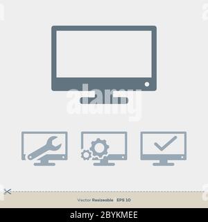 Vektorvorlage Für Computerreparaturen. Logo-Illustration Für Fernsehsymbole. Vektor EPS 10. Stock Vektor