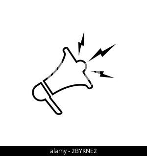 Megaphon oder Lautsprecher-Icon-Linie in schwarz einfaches Design auf isoliertem Hintergrund. Vektor EPS 10 Stock Vektor