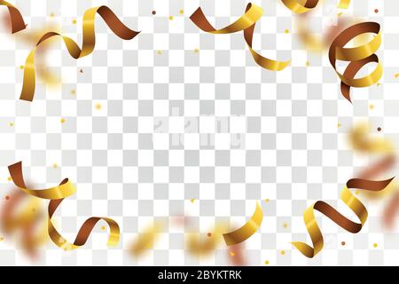 Gold leuchtende Konfetti fliegen auf transparenten Urlaub Hintergrund. Fallende Party Konfetti. Vektorgrafik Stock Vektor
