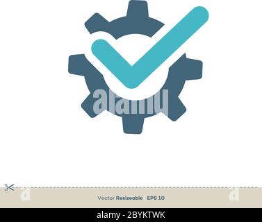 Check Mark Gear Vektor Logo Vorlage Illustration Design. Vektor EPS 10. Stock Vektor