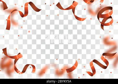 Rot leuchtende Konfetti fliegen auf transparenten Urlaub Hintergrund. Fallende Party Konfetti. Vektorgrafik Stock Vektor