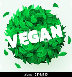 Frische Blätter Hintergrund. Veganes Konzept. Gesunde Ernährung. Vektorgrafik Stock Vektor