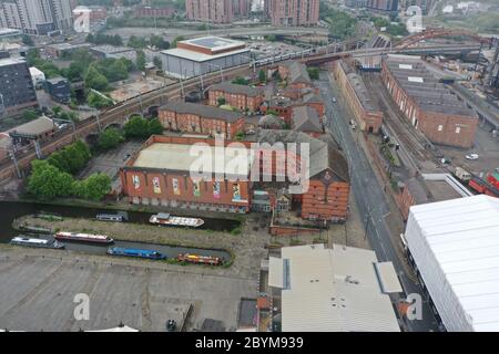 Allgemeine Ansicht des Manchester City Centre von der Castlefield Gegend. Stockfoto