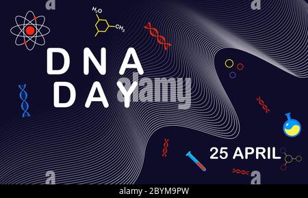 Poster für DNA Day Typografie. Science Concept Vektorgrafik in modernem Farbdesign. Konzept mit dna für wissenschaftliche Forschungsfeier weiter Stock Vektor