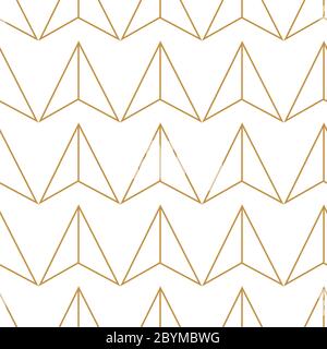 Abstraktes geometrisches Muster mit Linien, Dreiecke nahtlose Vektor-Hintergrund. Weiße und goldene Textur Stock Vektor