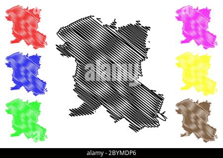 Sumy Stadt (Ukraine) Karte Vektor-Illustration, Skizze Scribble Stadt Sumy Karte Stock Vektor