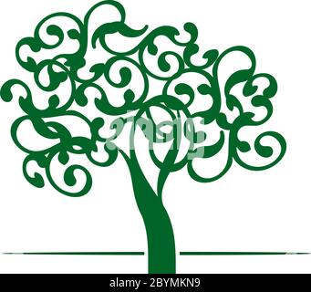 Frühling dekorativen Baum des Lebens. Silhouette Form mit Blättern. Vektorgrafik. Pflanze im Garten. Lizenzfreies Vektorobjekt. Stock Vektor