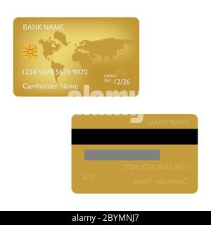 Realistische detaillierte Kreditkarten mit bunten abstrakten Design Hintergrund. Vorder- und Rückansicht Stock Vektor