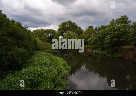 The River Lea in der Nähe von Hackney Marshes, London, Großbritannien, Stockfoto