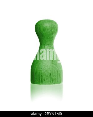 Hölzerne Bauer mit einer Volltonfarbe Stockfoto