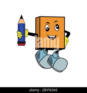 Mit einem Bleistift, Maskottchen Comic-Figuren Buch Stock Vektor