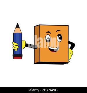 Mit einem Bleistift, Maskottchen Comic-Figuren Buch Stock Vektor