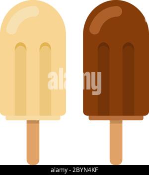 Eis Brulee Creme und Kaffee Eis in Glasur flach isoliert Stock Vektor