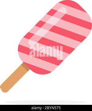 Rosa Eis auf Stick mit Streifen flach isoliert Stock Vektor