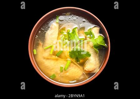 Hühnersuppe isoliert auf dem Hintergrund Stockfoto