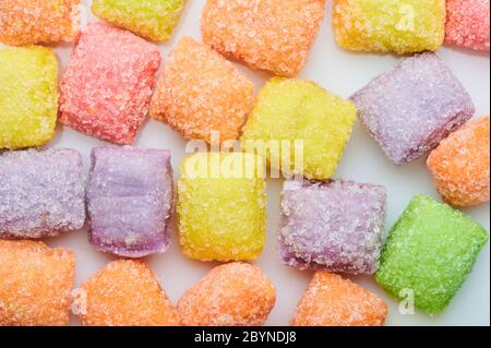 Bunte Zucker Süßigkeiten Dessert Makro Nahaufnahme Stockfoto