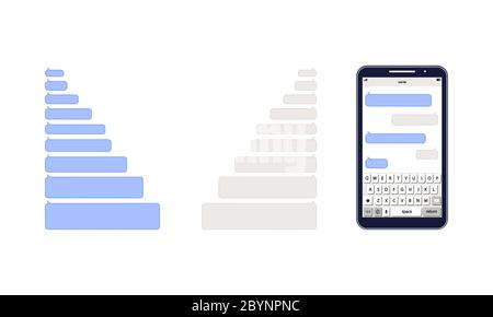 Message Chat Blasen Vektor-Symbole für Messenger. Smartphone mit Eingabe für Message Clouds. Vorlage für Messenger-Seiten des sozialen Netzwerks. Flaches Symbol auf einem Stock Vektor