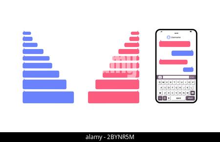 Message Chat Blasen Vektor-Symbole für Messenger. Smartphone mit Eingabe für Message Clouds. Vorlage für Messenger-Seiten des sozialen Netzwerks. Flaches Symbol auf einem Stock Vektor