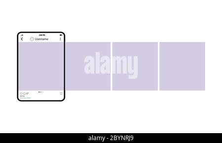 Vorlage für die Seite „Network Messenger“. Tablet mit Social-Foto-Netzwerk-Schnittstelle. Mockup der mobilen App Mobile mit offenem Foto sozialen Netzwerk auf einem Stock Vektor