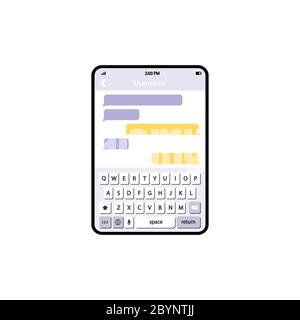 Nachrichtenvorlage Für Tablet. Vorlage für die Seite „Network Messenger“. Message Chat Blasen Vektor-Symbole für Messenger. Flaches Symbol auf isoliertem weißem Hintergrund Stock Vektor