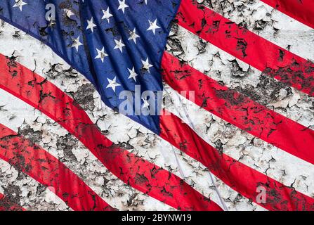 Stars and Stripes USA Flagge überlagert auf texturiertem Hintergrund. Stockfoto