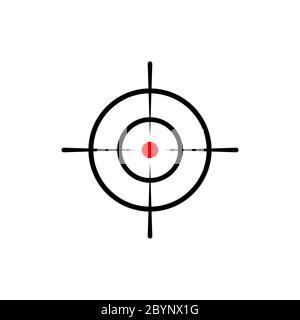 Fadenkreuz und Ziel, Sicht, Scharfschützensymbol in schwarz für Web, mobil auf isoliertem weißem Hintergrund. Vektor EPS 10 Stock Vektor