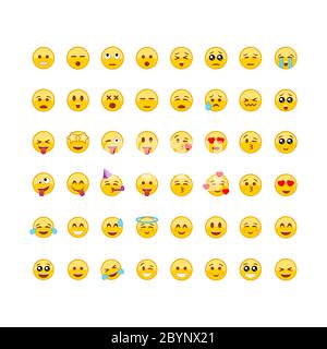 Emoticon, Smiley-Symbol gesetzt. Gesichtsausdruck auf isoliertem weißen Hintergrund. Vektor EPS 10. Stock Vektor