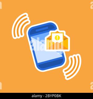 Geöffneter Umschlag und Dokument mit Ausrufezeichen-Symbol. Nachricht wurde nicht gesendet, Fehler oder E-Mail, E-Mail, Chat, Brief auf Smartphone-Symbol flach auf isoliert Stock Vektor