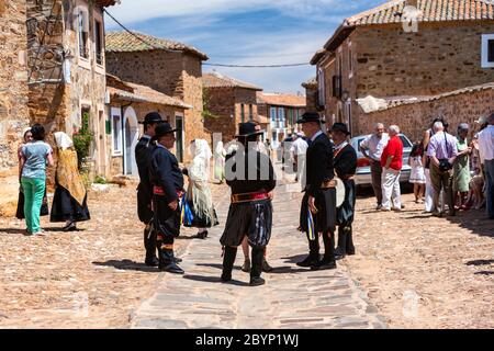 Maragato Kostüm und Tanz, Castrillo de los Polvazares, Leon Provinz, Kastilien und León. , Spanien Stockfoto