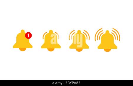 Benachrichtigungssymbole für eingehende Nachrichten im Posteingang. Vektor klingelnd Glocke. Neue Nachricht auf isoliertem Hintergrund. Vektor EPS 10 Stock Vektor