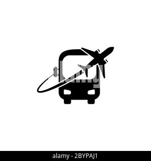 Bus, Ebenensymbol. Logo-Design des Reisebüros auf isoliertem weißem Hintergrund. Vektor EPS 10 Stock Vektor