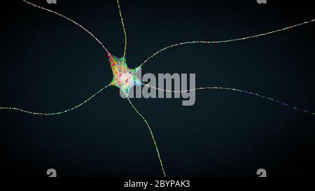 Mehrfarbig und überträgt einzelne Nervenzelle oder Neuron - 3d-Illustration Stockfoto