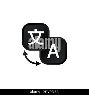 Symbol für die Schaltfläche für die Sprachübersetzung auf isoliertem weißem Hintergrund. Vektor EPS 10 Stock Vektor