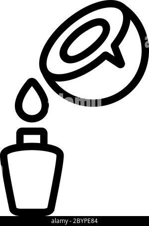 Kokosmilch Tropfen in Flasche Symbol Vektor Umriss Illustration Stock Vektor