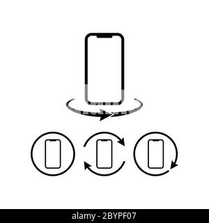 Drehen Sie Smartphone-Symbol oder Handy 360 Grad. Mobile Bildschirmdrehung auf isoliertem weißem Hintergrund. Vektor EPS 10 Stock Vektor