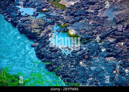 Wasserfluss Landschaft, Schluchten, in Zambezi Fluss Stockfoto