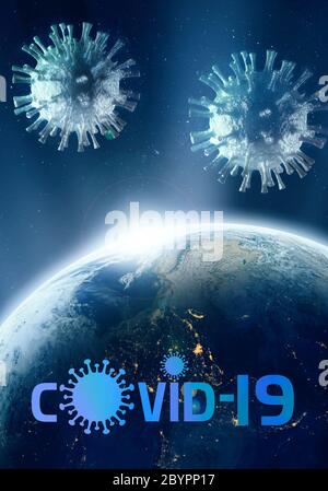 Abstrakte künstlerische 3d-Darstellung zur Epidemie des COVID-19 Coronavirus Stockfoto
