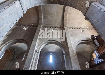 Innenraum der Kathedrale La Seu d'Urgell, Kathedrale Santa Maria d'Urgell, La Seu d'Urgell, Provinz Lleida, Katalonien, Spanien Stockfoto