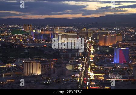 Aerial Vue Las Vegas - vom Stratophere 004 Hotel und den wichtigsten Orten in Las Vegas der schönste Ort in Las Vegas Stockfoto