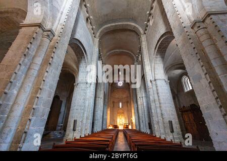 Innenraum der Kathedrale La Seu d'Urgell, Kathedrale Santa Maria d'Urgell, La Seu d'Urgell, Provinz Lleida, Katalonien, Spanien Stockfoto