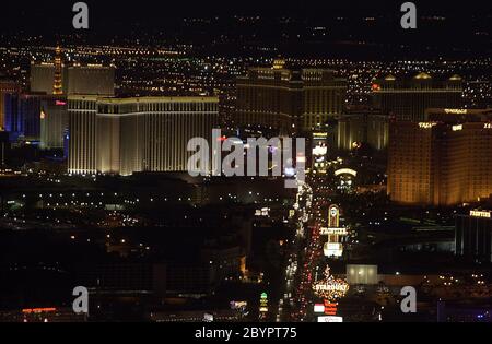 Aerial Vue Las Vegas - vom Stratophere 020 Hotel und den wichtigsten Orten in Las Vegas der schönste Ort in Las Vegas Stockfoto