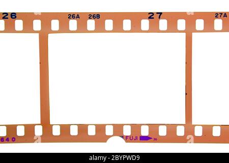 35-mm-negative Filmstreifen Frame auf weißem Hintergrund Stockfoto