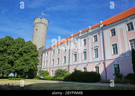 Das estnische Parlamentsgebäude auf dem Hügel Toompea im zentralen Teil der Altstadt, Tallinn, der Hauptstadt Estlands. Stockfoto