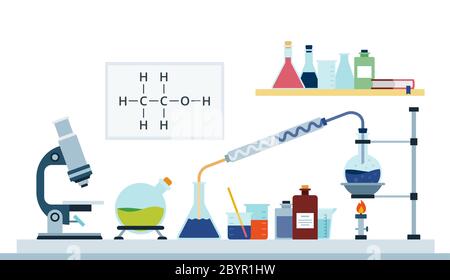 Labor chemische oder biologische Forschung flaches Design Vektor Illustration. Stock Vektor