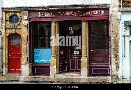 Der Original Sweetshop, High St, Oxford, Großbritannien, wurde nun geschlossen, da Unternehmen aufgrund des Coronavirus gesperrt wurden Stockfoto