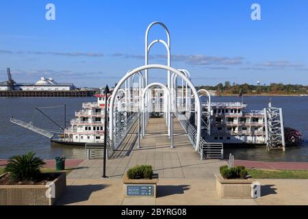 Raddampfer, Mississippi Fluß Damm Dock, Baton Rouge, Louisiana, USA Stockfoto